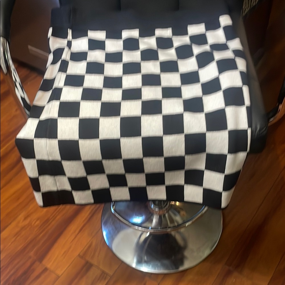 Graphic Black & White Checkerboard Mini Skirt